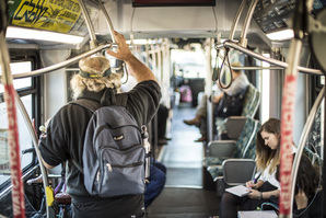 rider inside bus