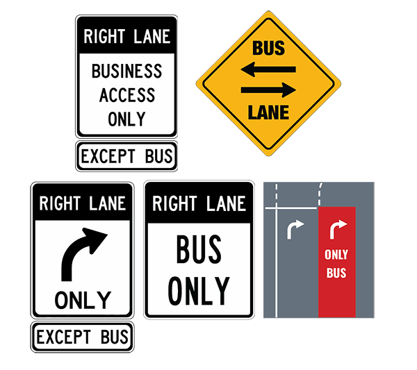 Obey the bus signs. Bus lanes aren't for cars